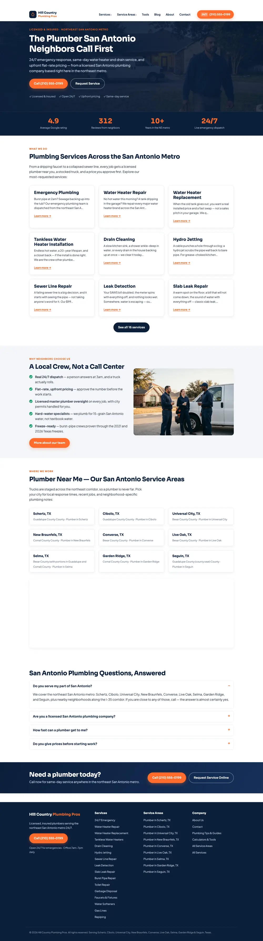 Hill Country Plumbing Pros website