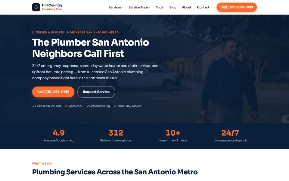 Hill Country Plumbing Pros website