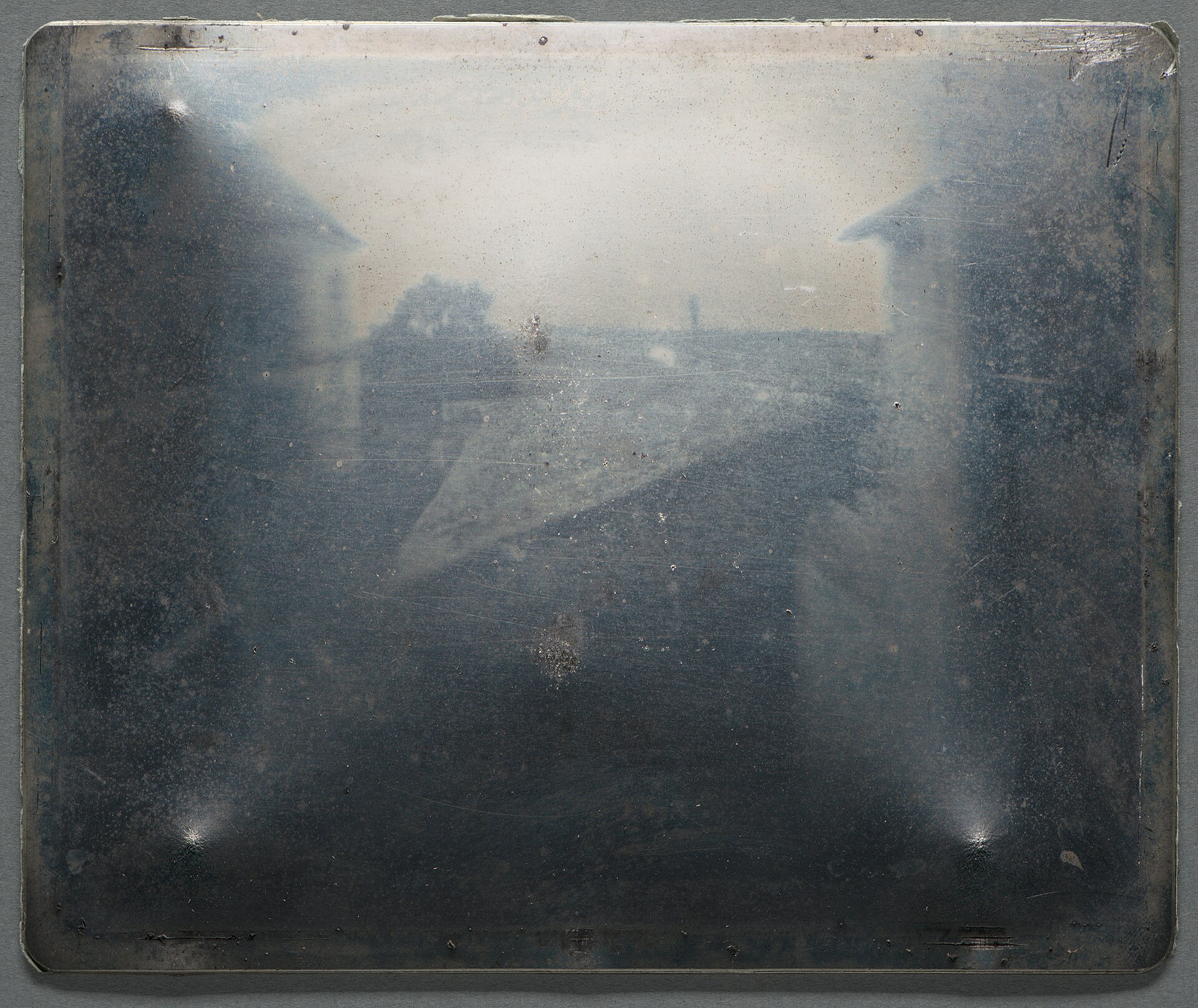 View from the Window at Le Gras, the first photograph (Niépce, c. 1826)