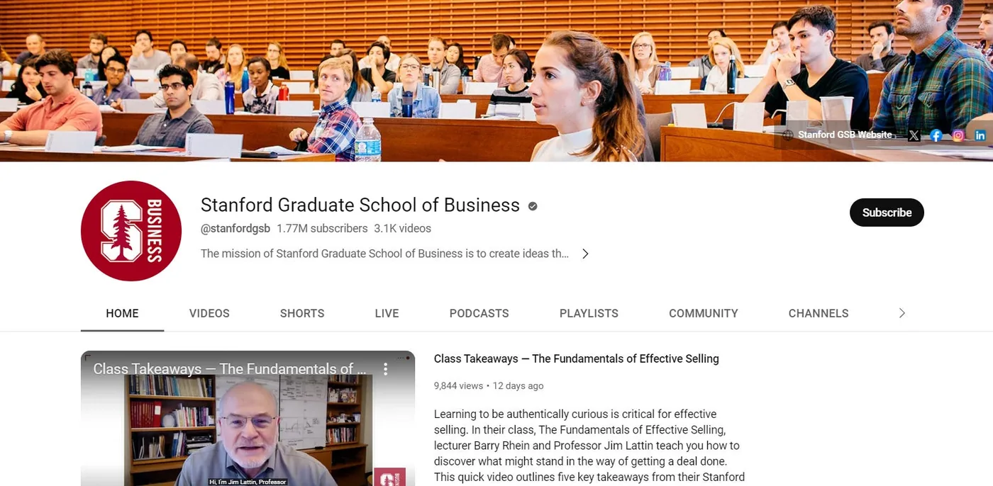 YouTube Channel - “Stanford Graduate School of Business”