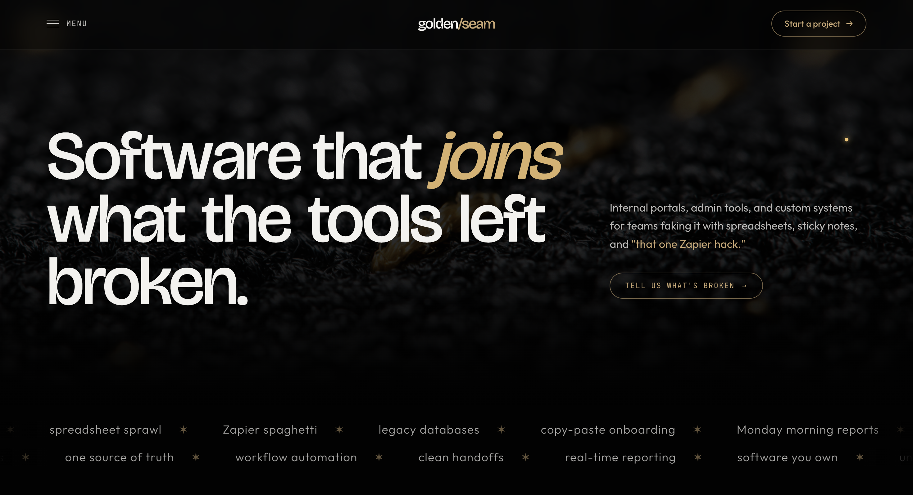 Golden Seam Studio — homepage screenshot